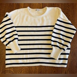 Madewell Cream Sweater with Black Stripes. Size L.